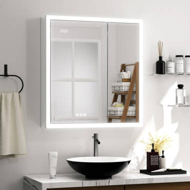 Glass Warehouse Recessed Frameless 2 Doors Medicine Cabinet with